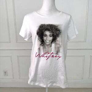 Whitney Houston Graphic T-Shirt Women‎ Size 12 White Music Tee Concert The Voice